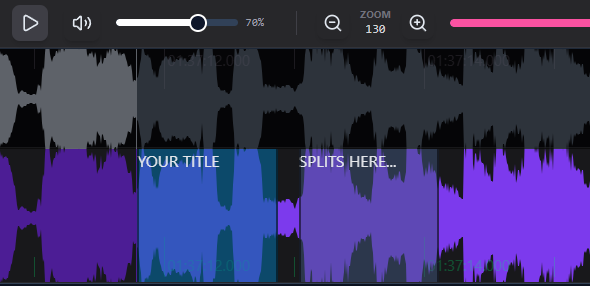 Subtitle lines can be divided equally or split at an exact position using the waveform or editor tools