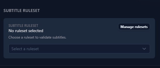 Managing subtitle rulesets in editor options of Sublandia Editor