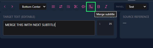 Merge subtitle button above text editor in Sublandia Editor